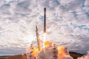 SpaceX Falcon 9 rocket launching Foxconn satellites into low-Earth orbit