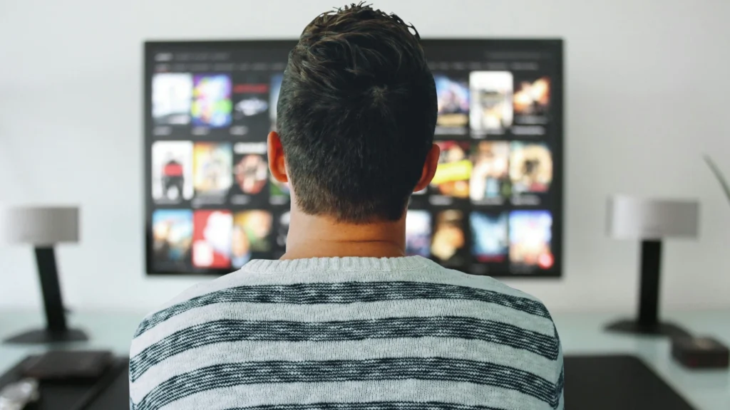 Streaming platforms displaying different content catalogs on screen